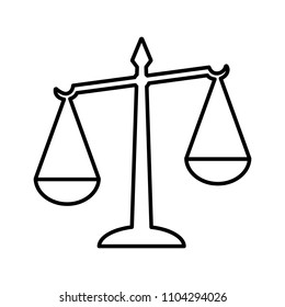 Law scales of justice line icon. Symbol of law measuring legal case's support and opposition. Vector Illustration