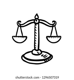 Law scales of justice line icon.