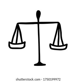 Law scales. Justice symbol. Simple vector illustration in doodle style.