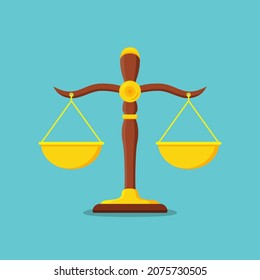 Law scales libra icon in a flat design. Justice balance. Vector illustration