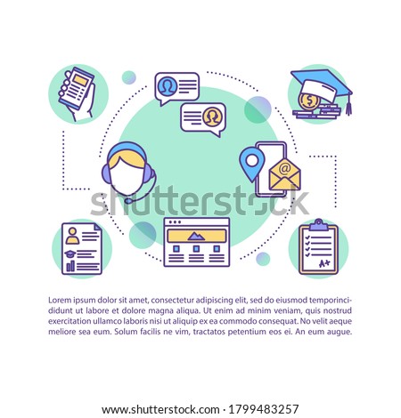 Law school online assistance concept icon with text. Studying jurisprudence. Contact university. PPT page vector template. Brochure, magazine, booklet design element with linear illustrations