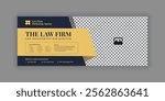 Law Services Social Media Banner Design or Law Consulting Online Banner Template and Flat Law Firm Advertising web banner and Horizontal banner template