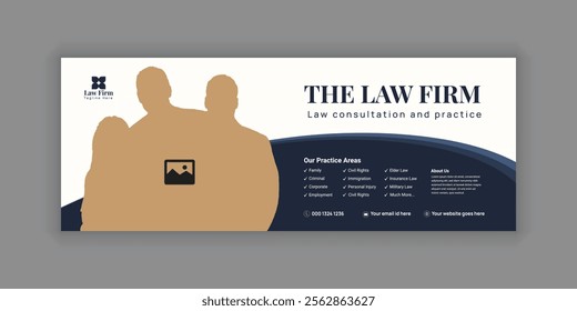 Law Services Social Media Banner Design or Law Consulting Online Banner Template and Flat Law Firm Advertising web banner and Horizontal banner template