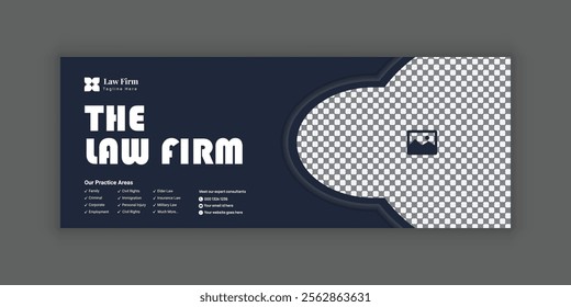 Law Services Social Media Banner Design or Law Consulting Online Banner Template and Flat Law Firm Advertising web banner and Horizontal banner template