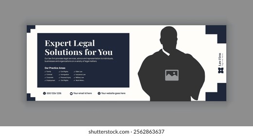 Law Services Social Media Banner Design or Law Consulting Online Banner Template and Flat Law Firm Advertising web banner and Horizontal banner template