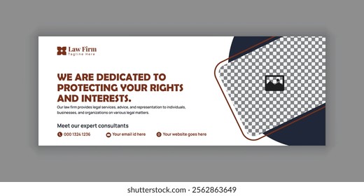 Law Services Social Media Banner Design or Law Consulting Online Banner Template and Flat Law Firm Advertising web banner and Horizontal banner template