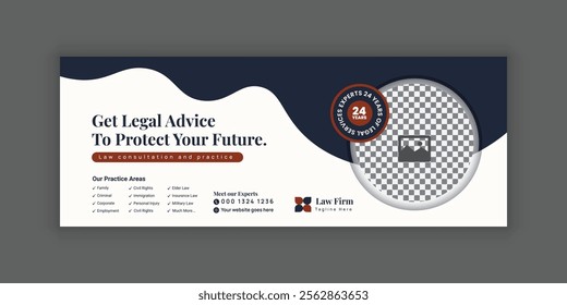 Law Services Social Media Banner Design or Law Consulting Online Banner Template and Flat Law Firm Advertising web banner and Horizontal banner template