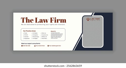 Law Services Social Media Banner Design or Law Consulting Online Banner Template and Flat Law Firm Advertising web banner and Horizontal banner template