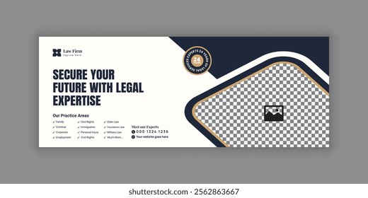 Law Services Social Media Banner Design or Law Consulting Online Banner Template and Flat Law Firm Advertising web banner and Horizontal banner template