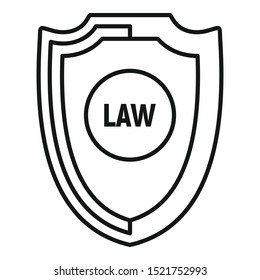 Law shield icon. Outline law shield vector icon for web design isolated on white background