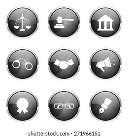 Law Sign Black Vector Button Icon Design Set