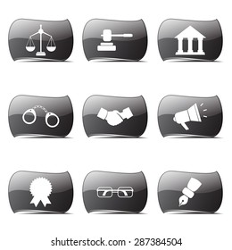 Law Sign Black Vector Button Icon Design Set