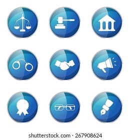 Law Sign Blue Vector Button Icon Design Set