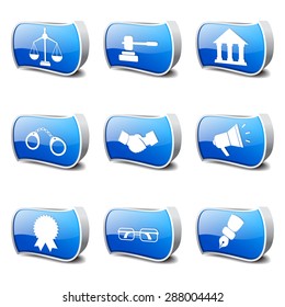Law Sign Blue Vector Button Icon Design Set