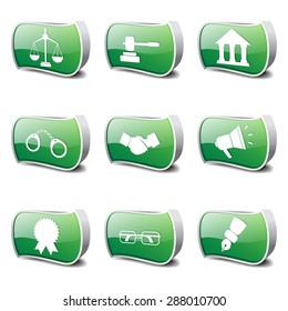 Law Sign Green Vector Button Icon Design Set