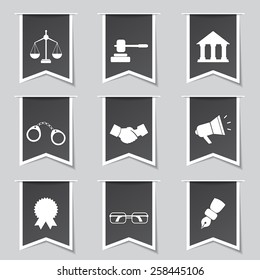 Law Sign Label Vector Black Button Icon Design Set