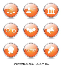 Law Sign Orange Vector Button Icon Design Set