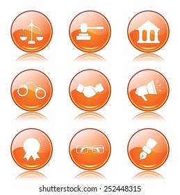 Law Sign Orange Vector Button Icon Design Set