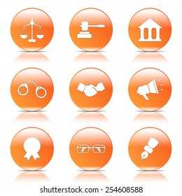 Law Sign Orange Vector Button Icon Design Set