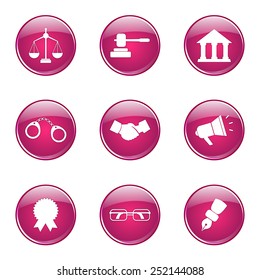 Law Sign Pink Vector Button Icon Design Set