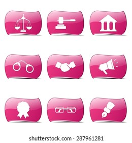 Law Sign Pink Vector Button Icon Design Set