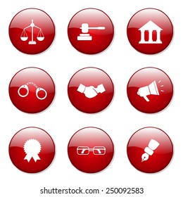 Law Sign Red Vector Button Icon Design Set