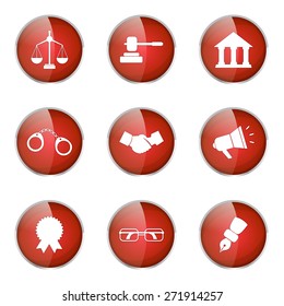 Law Sign Red Vector Button Icon Design Set