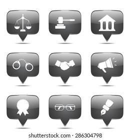 Law Sign Square Vector Black Button Icon Design Set