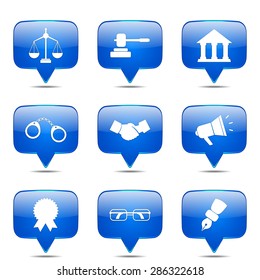 Law Sign Square Vector Blue Icon Design Set