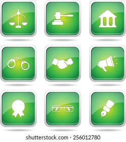 Law Sign Square Vector Green Icon Design Set