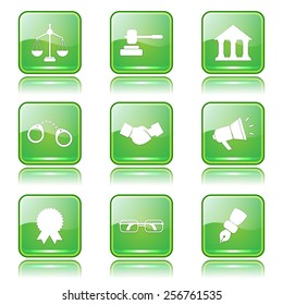 Law Sign Square Vector Green Icon Design Set
