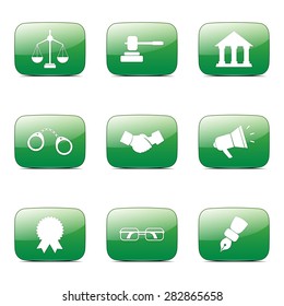 Law Sign Square Vector Green Icon Design Set