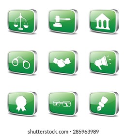 Law Sign Square Vector Green Icon Design Set