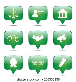 Law Sign Square Vector Green Icon Design Set