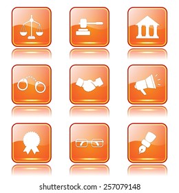 Law Sign Square Vector Orange Icon Design Set
