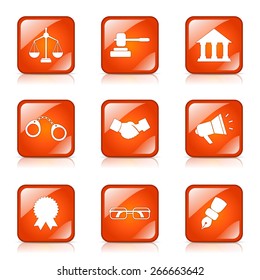 Law Sign Square Vector Orange Icon Design Set