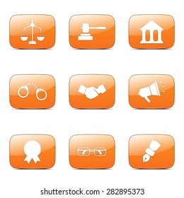 Law Sign Square Vector Orange Icon Design Set