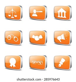 Law Sign Square Vector Orange Icon Design Set