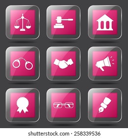 Law Sign Square Vector Pink Icon Design Set