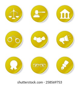 Law Sign Yellow Vector Button Icon Design Set