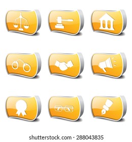 Law Sign Yellow Vector Button Icon Design Set