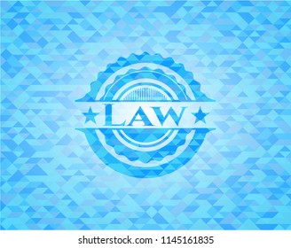 Law sky blue emblem with mosaic background