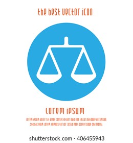Law symbol vector icon. Weight logo round blue white sign.