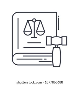 Law System Icon, Linear Isolated Illustration, Thin Line Vector, Web Design Sign, Outline Concept Symbol With Editable Stroke On White Background.