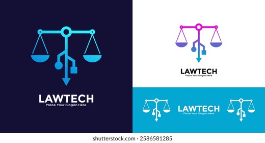 Law tech USB logo vector design. Suitable for technology, digital, law, law firm, attorney