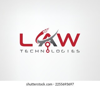 Modelos vectoriales de diseño de logotipo de tecnología de la ley