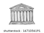 Сourthouse of law, vector hand drawn illustration