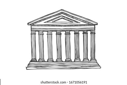 С tribunal de justicia, ilustración de vectores dibujada a mano