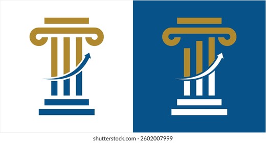 LAW  vector logo design template with financial investment chart graphic design illustration. icon, symbol, creative