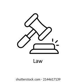 Law vector outline icon for web isolated on white background EPS 10 file